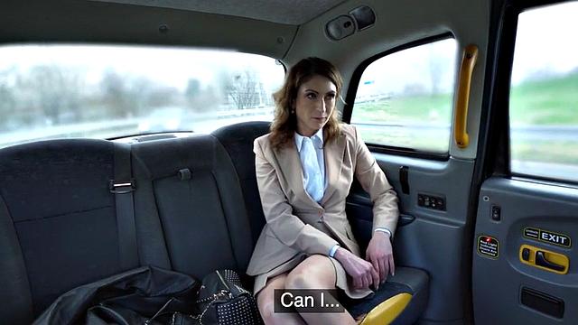 Cab MILF in stockings pussyfucked outdoors in taxi by driver