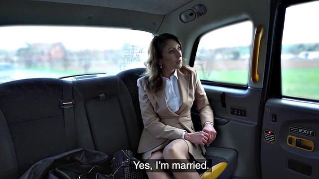 Cab MILF in stockings pussyfucked outdoors in taxi by driver