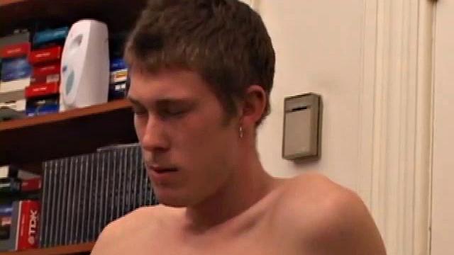 Horny Brent Stenson decides the kitchen table is a good place to pump out a load. He pulls out his hardening cock, and after a serious stroke session, blows a nut onto the table and his skateboard.