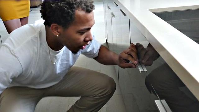 Greedy wife riding handyman in this erotic couple