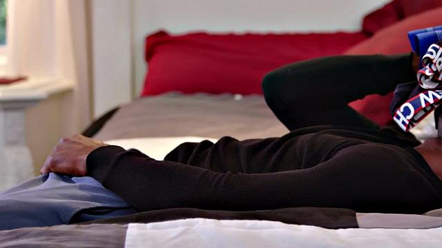 Muscular black BF licks and barebacks bottom asshole in bed