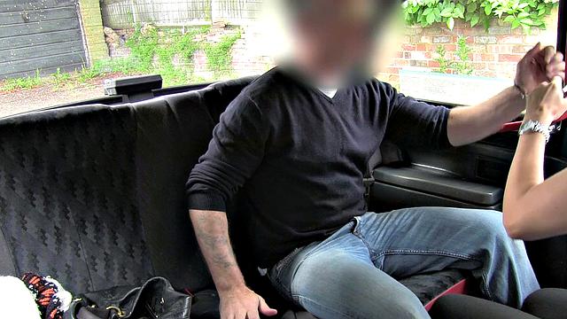 Blonde Babe in handcuffs fucks cabby while getting her tattooed ass licked