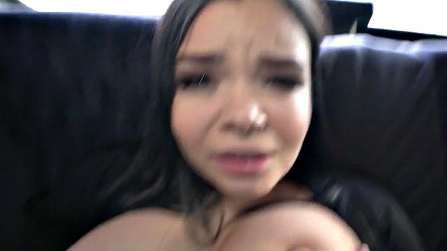 Curvy taxi driver with big ass fucked outdoor in cab