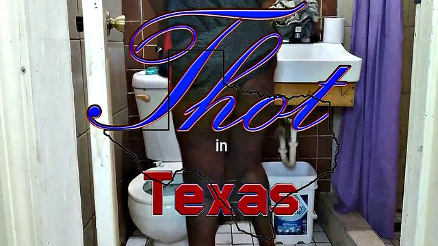 Watch this American MILF with black hair get down and dirty in the toilet