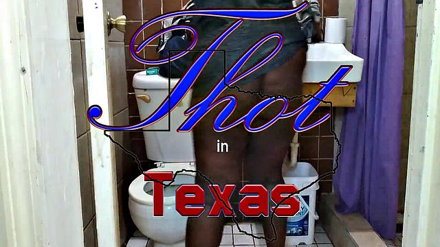 Watch this American MILF with black hair get down and dirty in the toilet