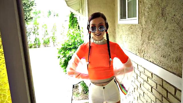 deepthroating 21yo petite slut throat by dom neighbor