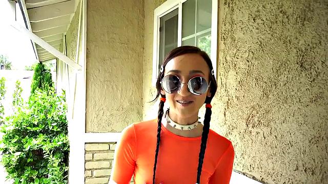 deepthroating 21yo petite slut throat by dom neighbor