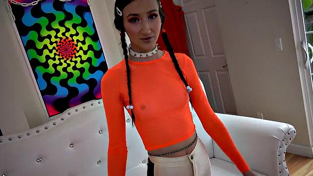 deepthroating 21yo petite slut throat by dom neighbor