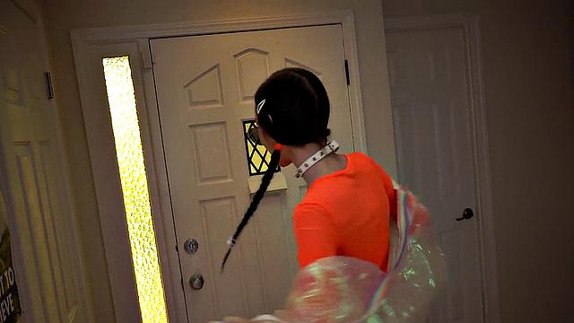 deepthroating 21yo petite slut throat by dom neighbor