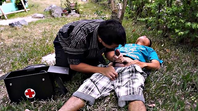 Infirmary Asian twink toyed by doctor after meeting