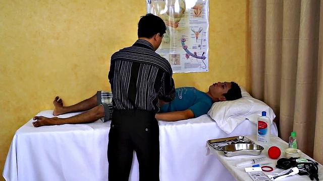 Infirmary Asian twink toyed by doctor after meeting