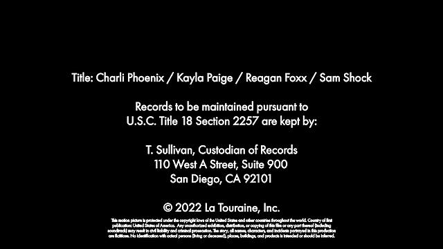 Office MILFs Charli Phoenix, Kayla Paige, and Reagan Foxx tag-team their client to keep his mouth shut