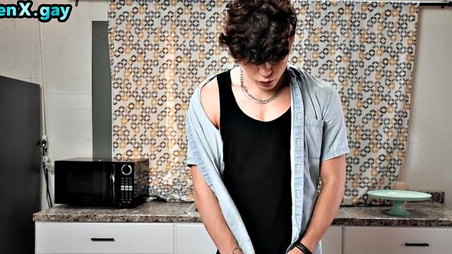 Stud fucks skinny kitchen twink in asshole