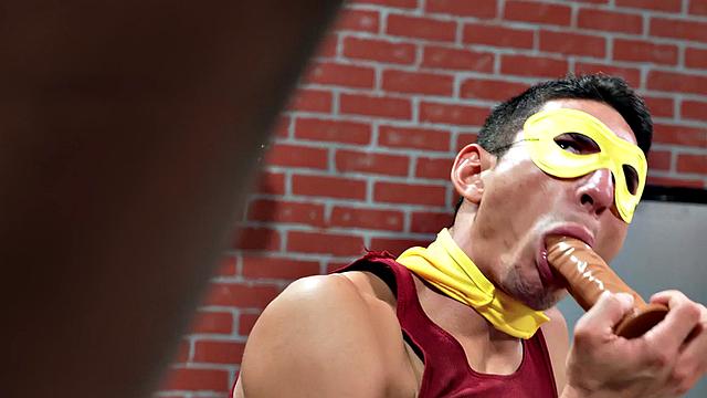 Cosplay IR bottom barebacked by a Black top in leather