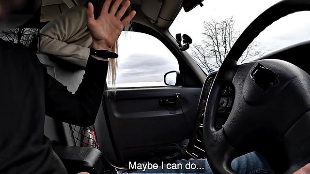 Busty college bae rides cock in taxi before teasing driver