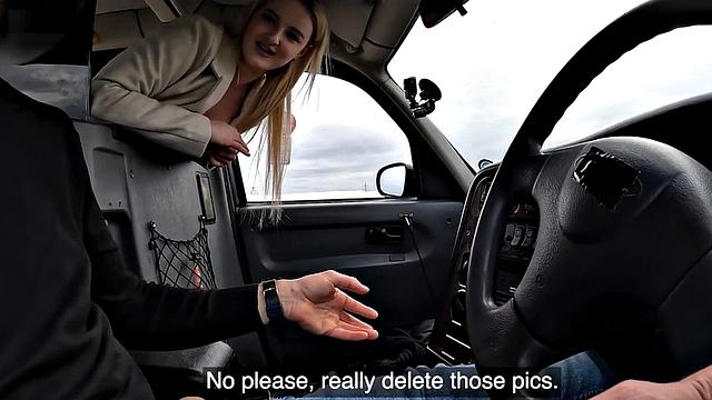 Busty college bae rides cock in taxi before teasing driver