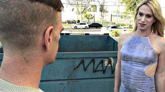 Busty trans girlfriend sucks before sex in couple