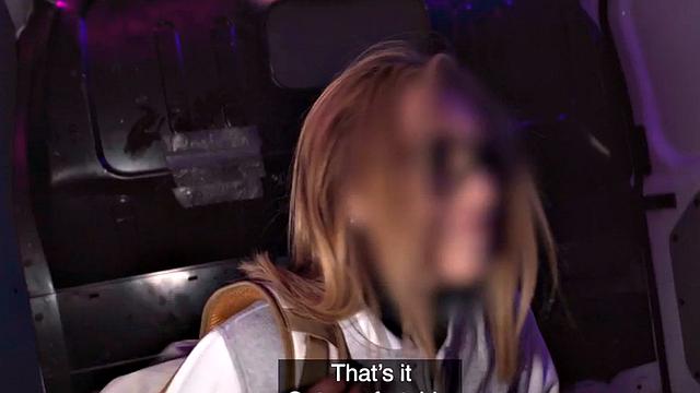 Real college slut fucks fake priest in back of van