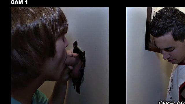 Fooled str8 sucked by man in gloryhole before filling his mouth