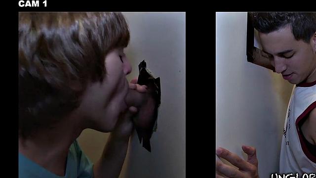 Fooled str8 sucked by man in gloryhole before filling his mouth