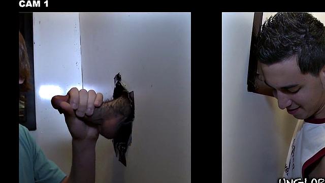 Fooled str8 sucked by man in gloryhole before filling his mouth