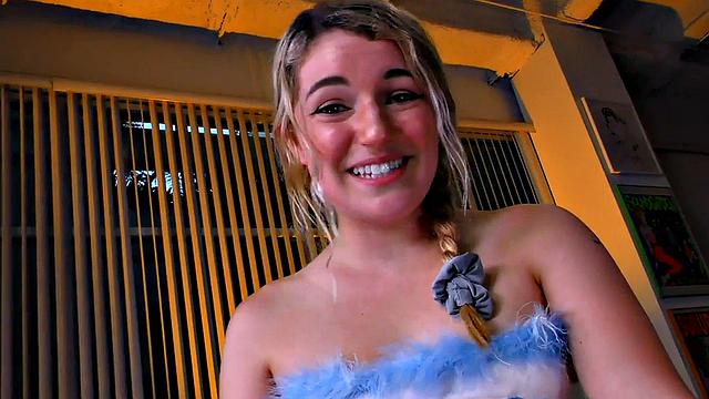 POV dirty talking slut fucked in closeup POV after HJ