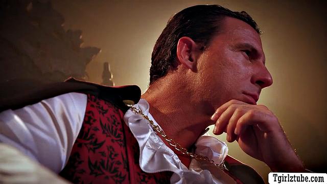 TS-рабыня решила, что сегодня очередь её задницы, а хозяин вроде не против - Jade Venus и Dom Cruise на вампирском ужине.