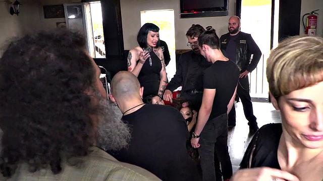 HJ petite teen used for public group humiliation