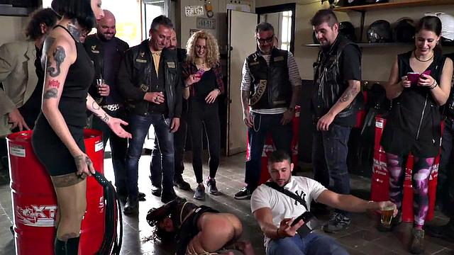 HJ petite teen used for public group humiliation