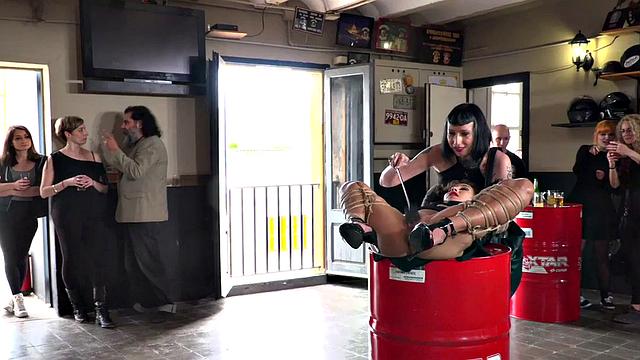 HJ petite teen used for public group humiliation