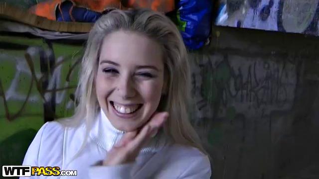 Gorgeous blonde girl's public sex vid