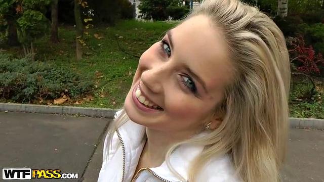 Gorgeous blonde girl's public sex vid