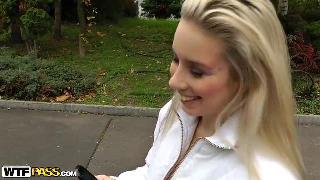 Gorgeous blonde girl's public sex vid