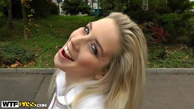 Gorgeous blonde girl's public sex vid