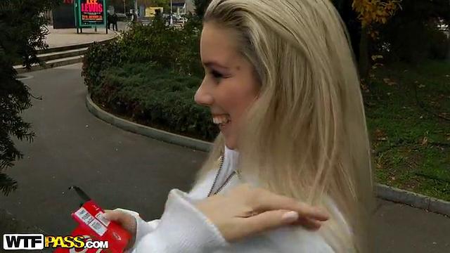 Gorgeous blonde girl's public sex vid