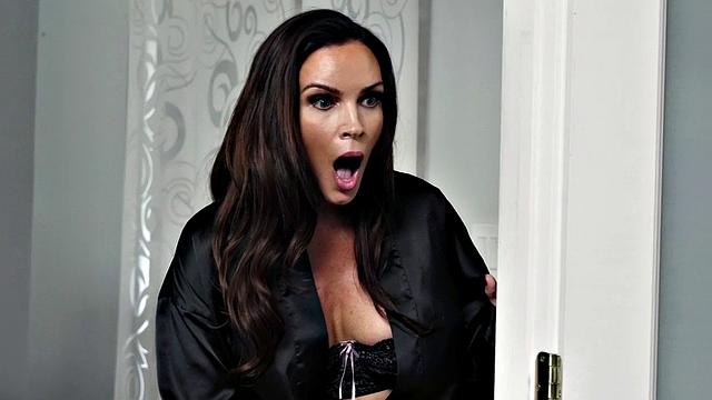 Kinky tattooed brunette with small tits and a bald pussy gets a bad influence from her lover