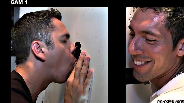 Real straight dude gloryhole sucked by stud till cumshot on face
