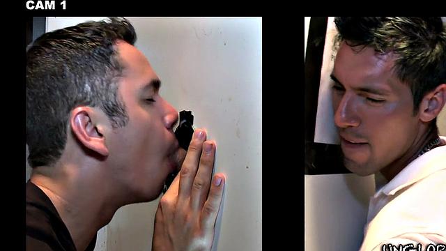 Real straight dude gloryhole sucked by stud till cumshot on face