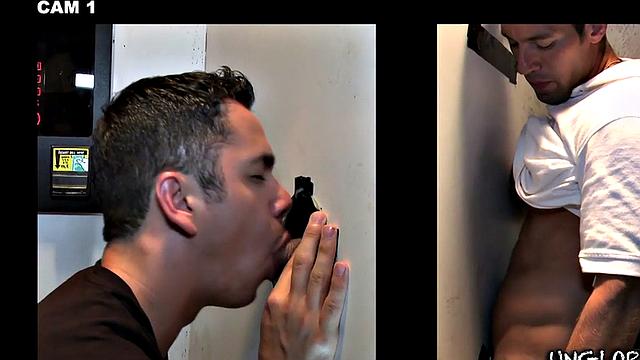 Real straight dude gloryhole sucked by stud till cumshot on face