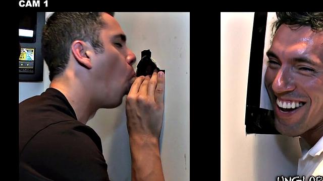 Real straight dude gloryhole sucked by stud till cumshot on face
