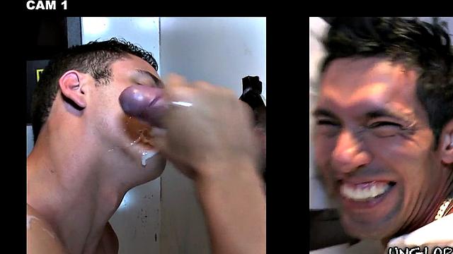 Real straight dude gloryhole sucked by stud till cumshot on face