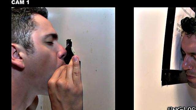 Real straight dude gloryhole sucked by stud till cumshot on face