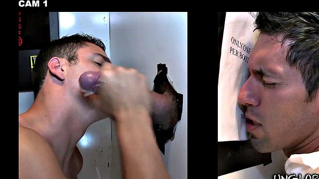 Real straight dude gloryhole sucked by stud till cumshot on face