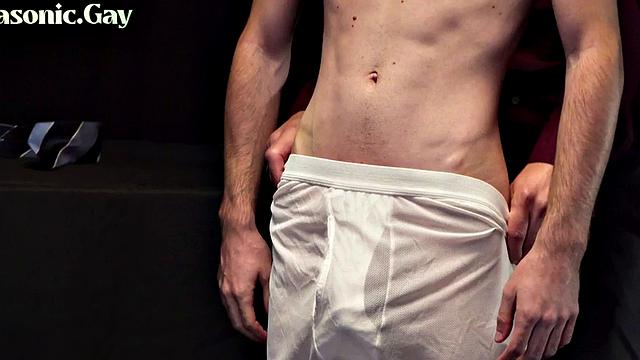 Suited dominant DILFS fuck twink in bareback 3some