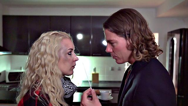 Blonde bombshell gets her bald pussy pounded in a steamy shower while kissing and riding a big dick in doggystyle