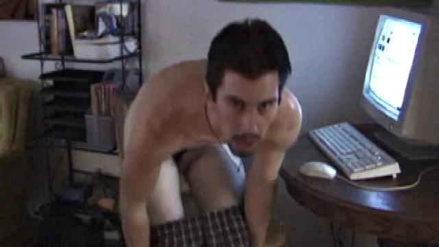 Trey's long dick for two-handed stroking, interrupted for ball tugging. Talking on the phone while jacking off.