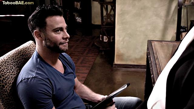 Blonde boss gets throatfuck by hot client