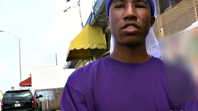 Black stud fucked by white cock in tight anal hole