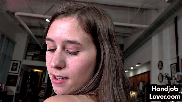 Petite girl jerking off her lover