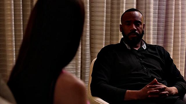 Sexy, busty brunette MJ Fresh pays off her debt by taking a big black cock